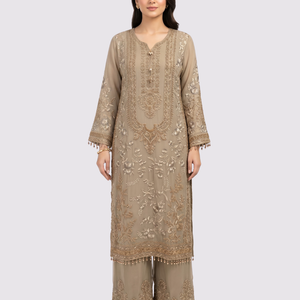 Brown Georgette Indo Western with Thread and Hand Work Embroidery 2