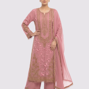 Pink Georgette Indo Western with Thread and Hand Work Embroidery 2