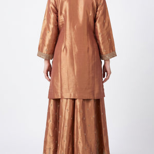 Peach Tissue Indo Western with Sequins and Pearl Embroidery 3