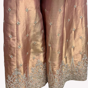Peach Tissue Indo Western with Sequins and Pearl Embroidery 5