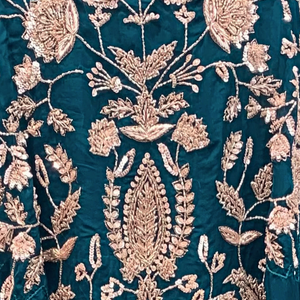 Peacock Green Organza Indo Western with Cutdana and Sequins Embroidery 6