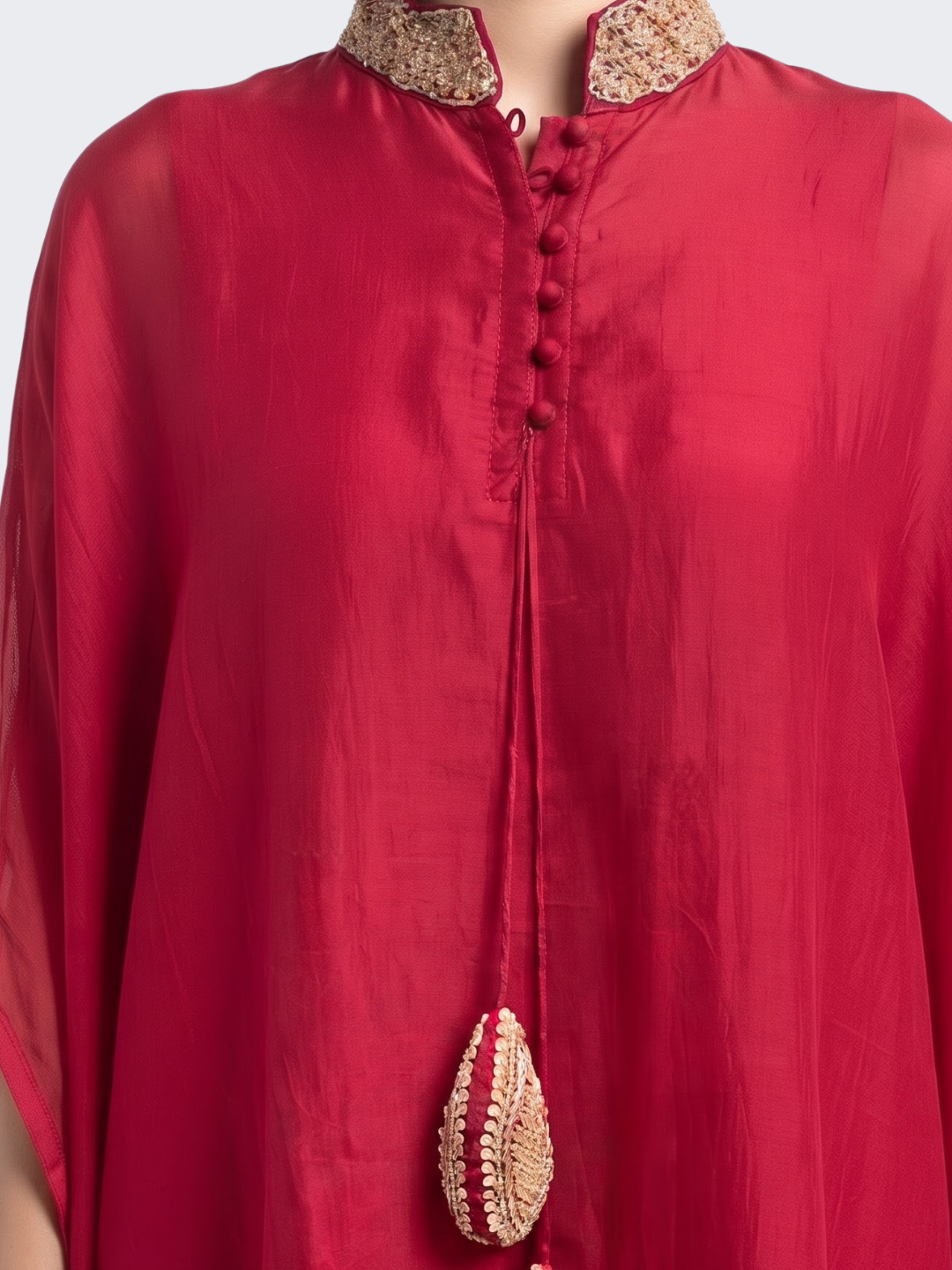 Red Organza Indo Western with Cutdana and Sequins Embroidery 3