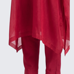 Red Organza Indo Western with Cutdana and Sequins Embroidery 5