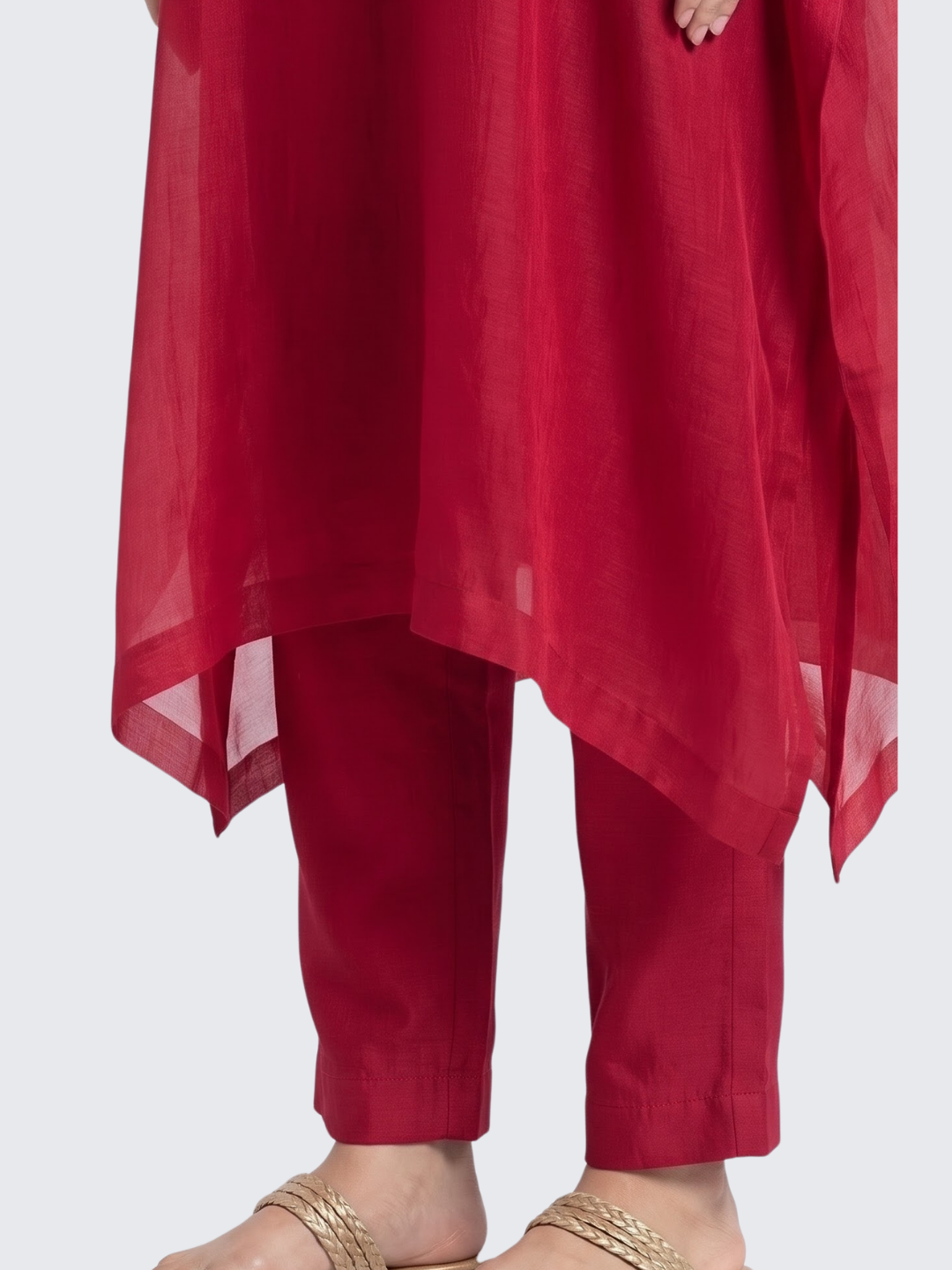 Red Organza Indo Western with Cutdana and Sequins Embroidery 5