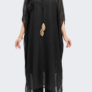 Black Organza Indo Western with Cutdana and Sequins Embroidery 2