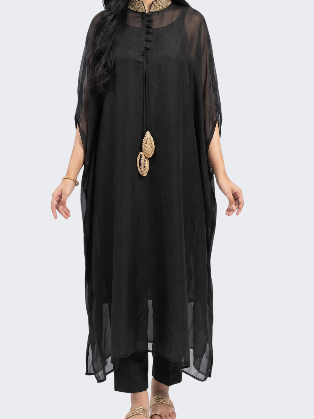 Black Organza Indo Western with Cutdana and Sequins Embroidery 2