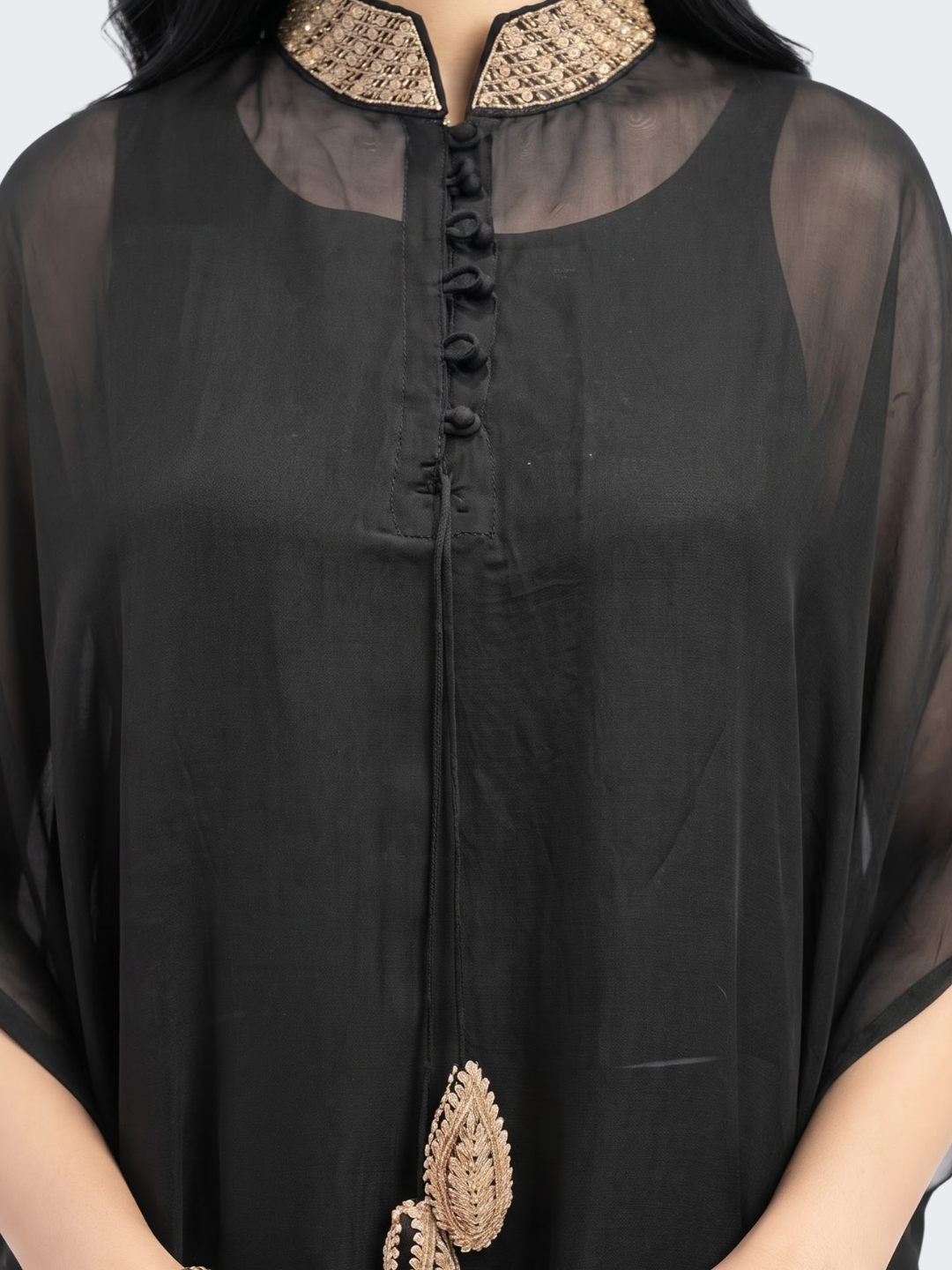 Black Organza Indo Western with Cutdana and Sequins Embroidery 3