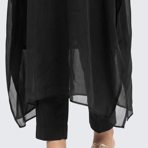 Black Organza Indo Western with Cutdana and Sequins Embroidery 4