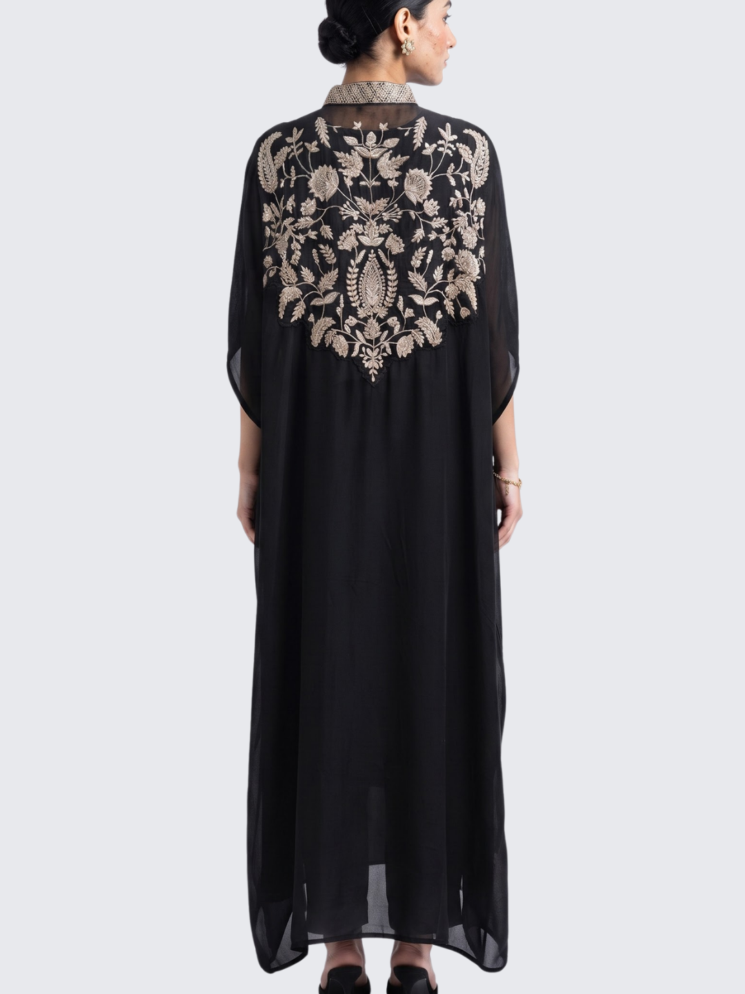 Black Organza Indo Western with Cutdana and Sequins Embroidery 5