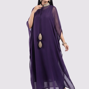 Dusty Purple Organza Indo Western with Cutdana and Sequins Embroidery 1
