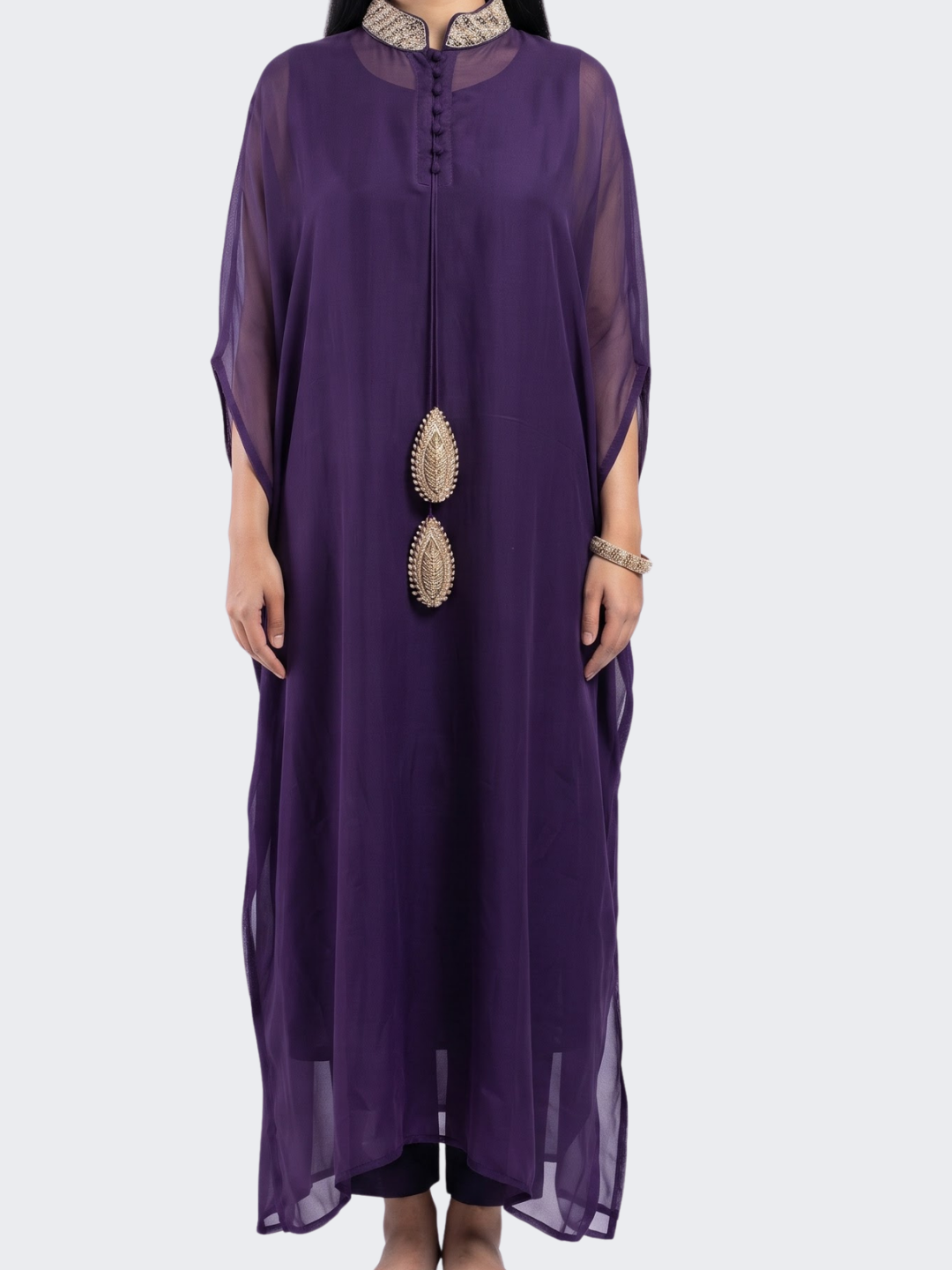 Dusty Purple Organza Indo Western with Cutdana and Sequins Embroidery 2