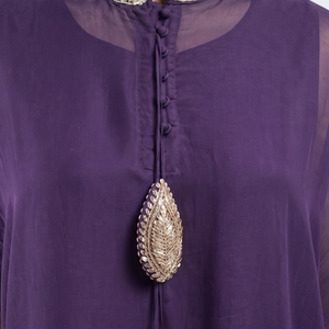 Dusty Purple Organza Indo Western with Cutdana and Sequins Embroidery 3