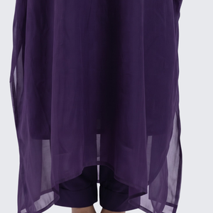 Dusty Purple Organza Indo Western with Cutdana and Sequins Embroidery 4