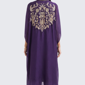 Dusty Purple Organza Indo Western with Cutdana and Sequins Embroidery 5