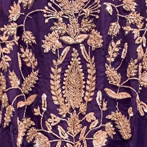 Dusty Purple Organza Indo Western with Cutdana and Sequins Embroidery 6