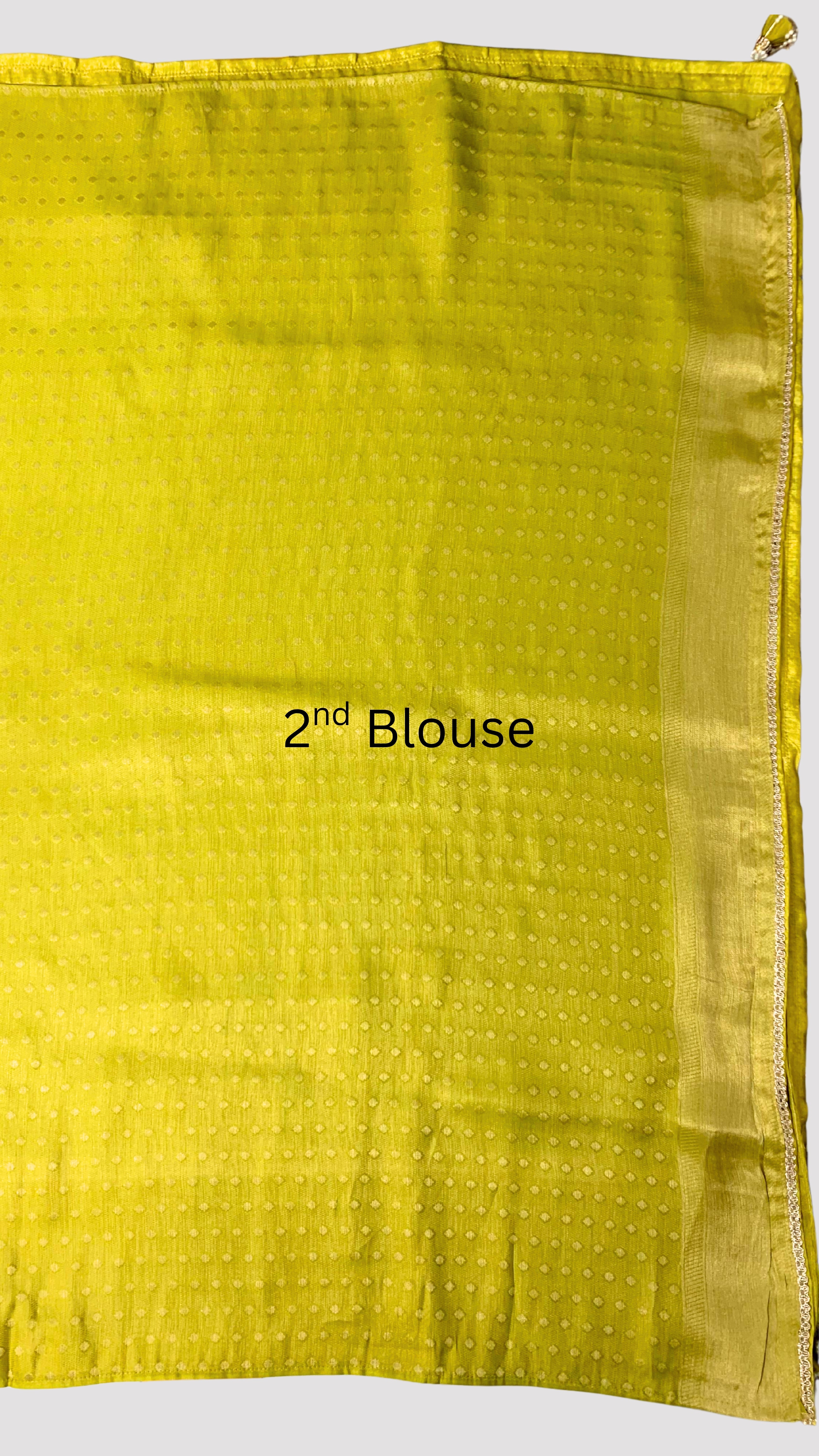 Lemon Green Silk Saree with Stitched Blouse and Zari, Cutdana & Sequins Work