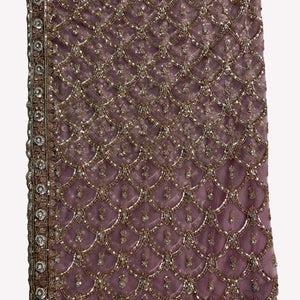 Net Saree Embellished With Cutdana, Sequins & Pearl Work