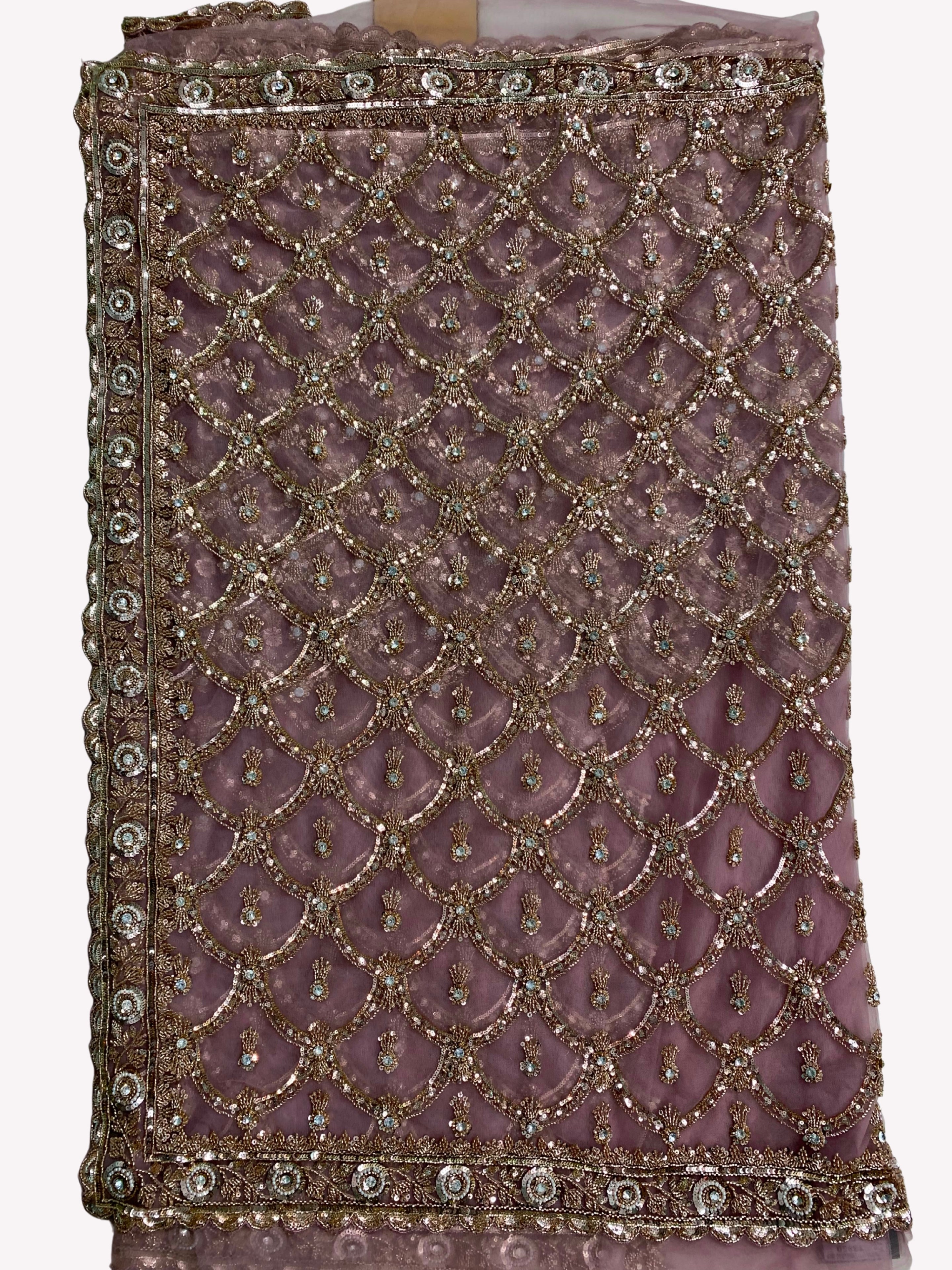 Net Saree Embellished With Cutdana, Sequins & Pearl Work