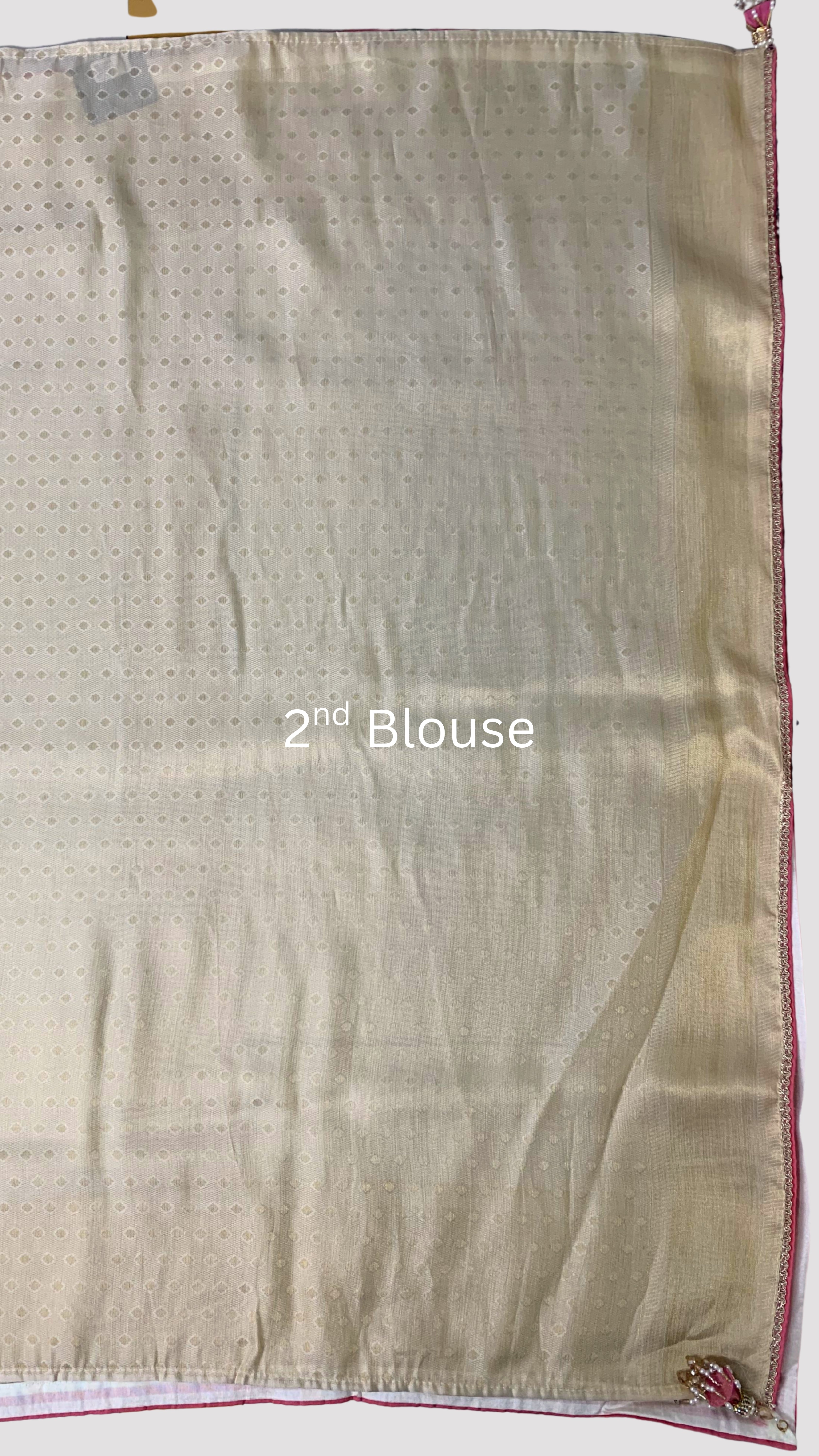 Ivory Silk Saree with Stitched Blouse and Zari, Cutdana & Sequins Work