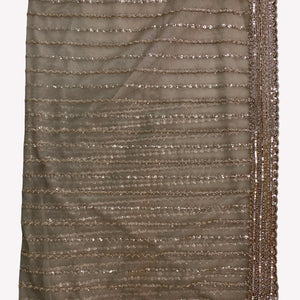 Golden Net Saree Crafted With Fine Cutdana & Sequins Highlights