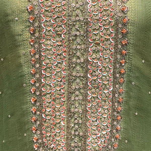 Green Tissue Suit Set with Cutdana, Sequins, Bead & Dabka Detailing