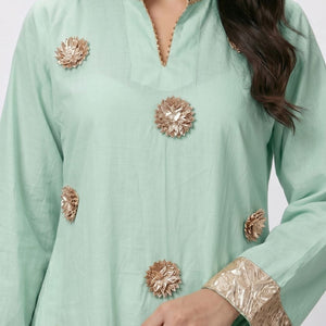 Summer Festive 3 Piece Cotton Coord Set with Gota Work