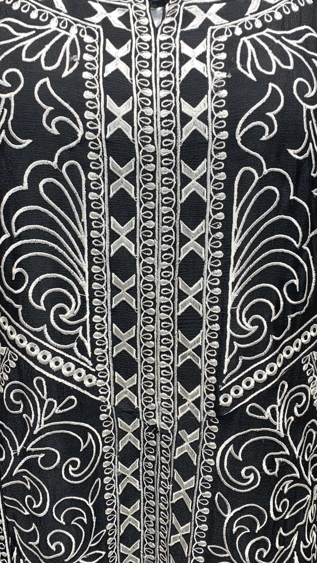 Black Chinon Suit Set with Thread Work Detailing