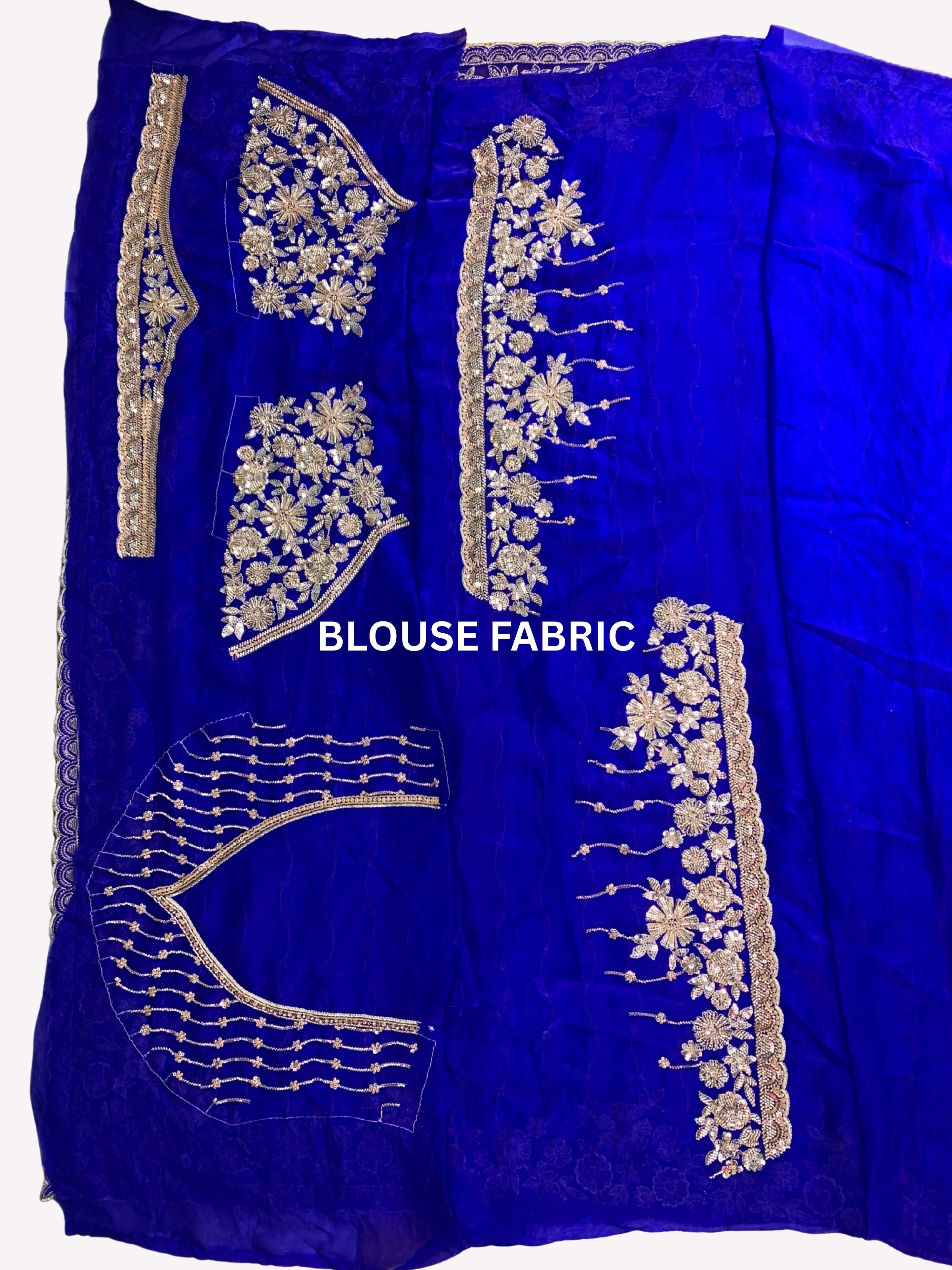 Blue Tissue Unstitched Saree Embellished With Sequins, Cutdana & Zari Work