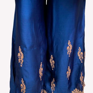Blue Satin Crepe Indo Western with Zari, Gota and Jarkan Embroidery 4