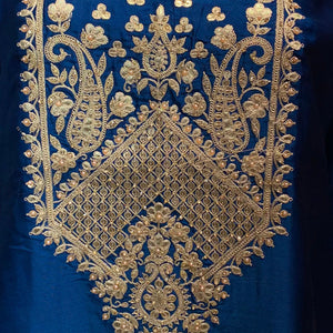 Blue Satin Crepe Indo Western with Zari, Gota and Jarkan Embroidery 6