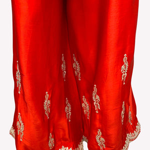 Rust Satin Crepe Indo Western with Zari, Gota and Jarkan Embroidery 4