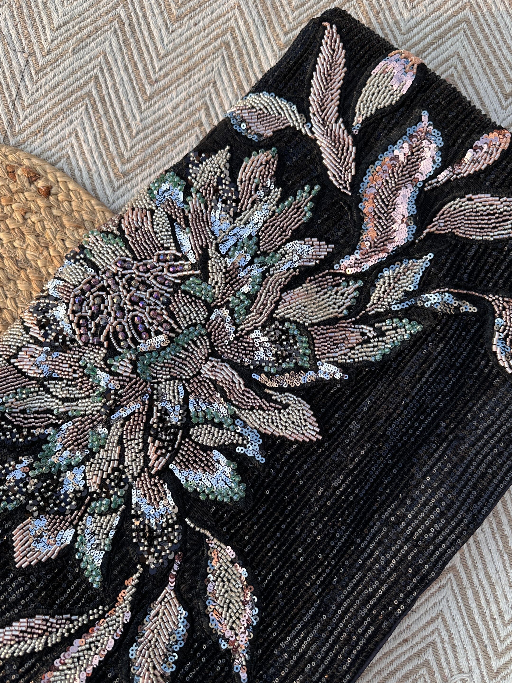 Black Lycra Saree with Blouse with Cutdana, Sequins and Stone Embroidery 5