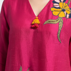 Rani Raw Silk Indo Western with Sequins, Pearl and Applique Embroidery 3