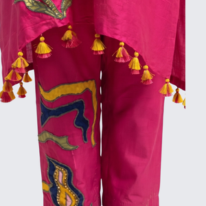 Rani Raw Silk Indo Western with Sequins, Pearl and Applique Embroidery 5