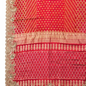 Red Silk Saree With Zari & Sequins Work