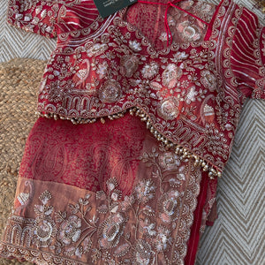 Fuchsia Tissue Saree Embellished With Cutdana, Sequins & Moti work