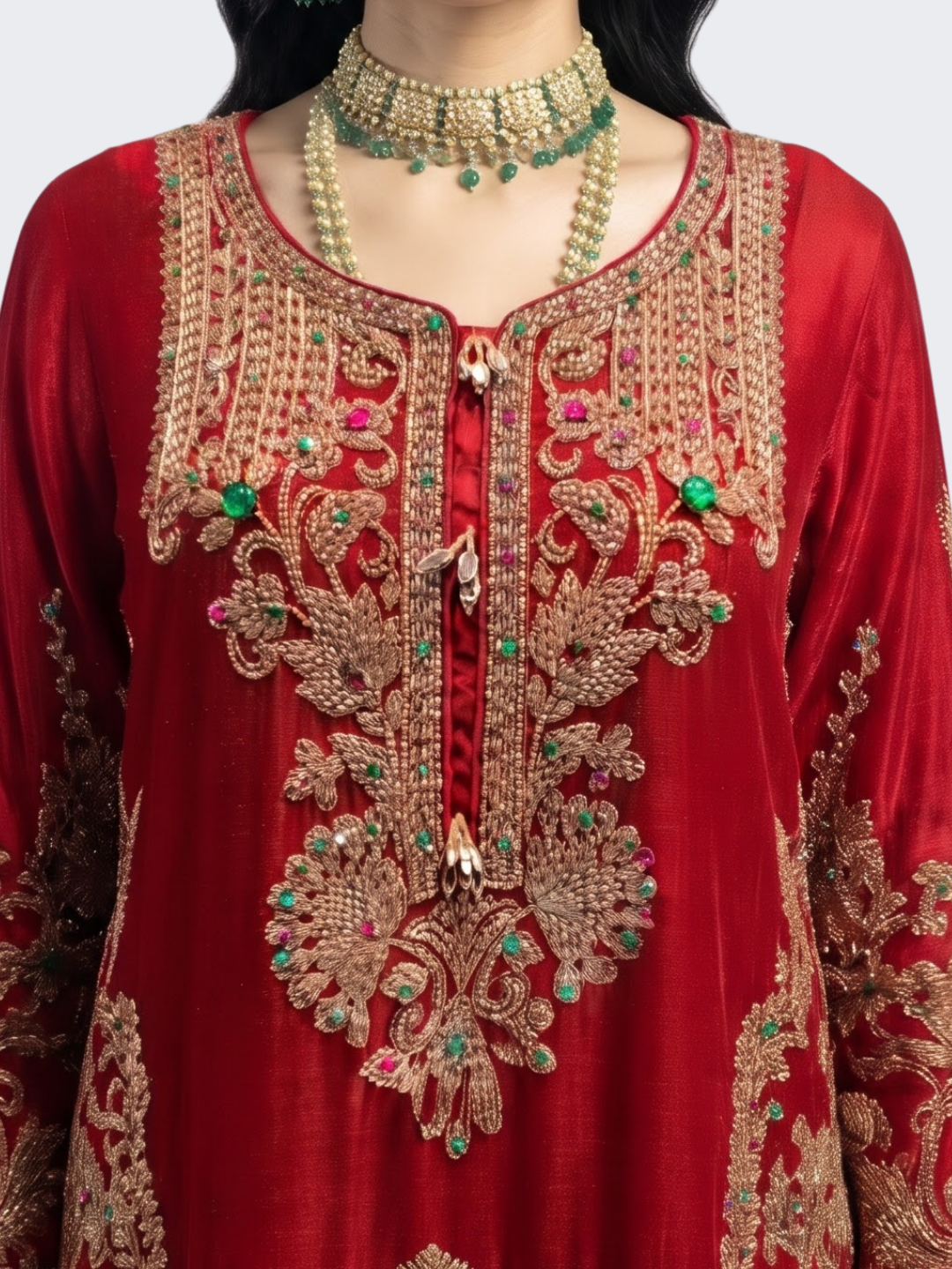 Cream Chinon Palazzo Suit Set with Sequins and Pearl Embroidery 3