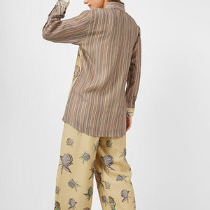 Lemon Green Linen Indo Western with Mirror and Printed Embroidery 5