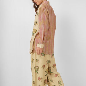 Peach Linen Indo Western with Mirror and Printed Embroidery 3