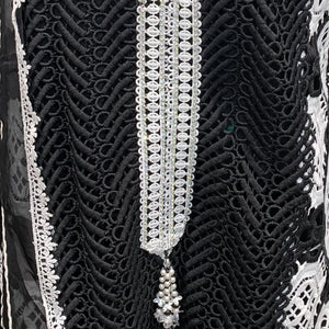 Black Muslin Suit with Stone & Lace Detailing