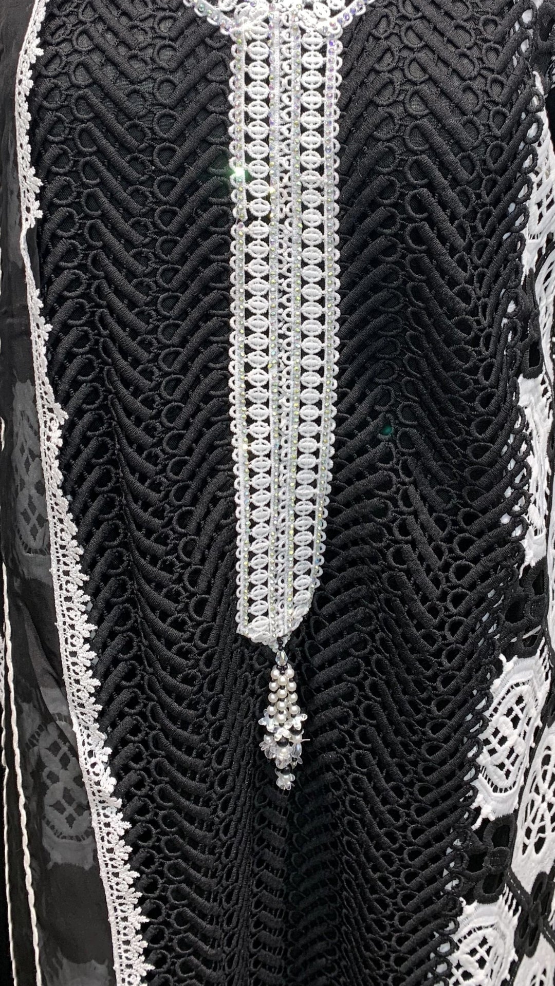 Black Muslin Set with Stone & Lace Detailing