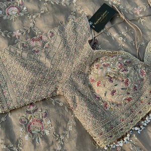 Tussar Tissue Saree Embellished With Sequins & Cut Dana Work