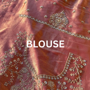 Mauve Tissue Unstitched Saree Embellished With Moti, Sequins & Cutdana