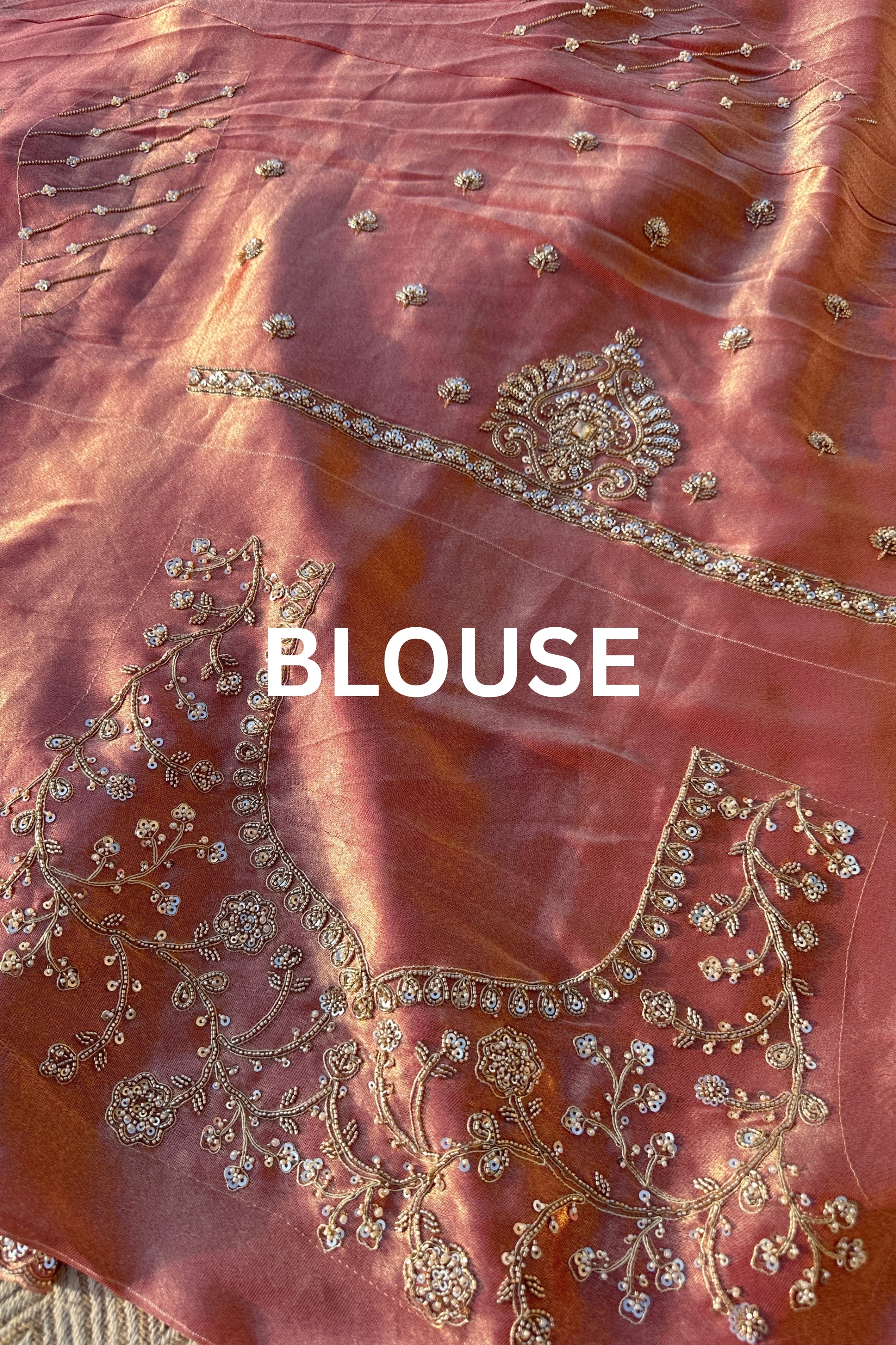 Mauve Tissue Unstitched Saree Embellished With Moti, Sequins & Cutdana