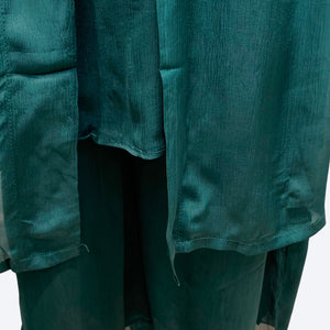Green Chinon Shirt, Palazzo, Shrug And Dupatta with Cutdana, Sequins, Pearl and Dabka Embroidery 6