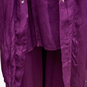 Wine Chinon Shirt, Palazzo, Shrug And Dupatta with Cutdana, Sequins, Pearl and Dabka Embroidery 4