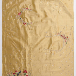 Yellow Tissue Unstitched Saree With Zari, Thread & Sequins Work