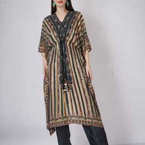 Blue Georgette Indo Western with Cutdana and Printed Embroidery 1