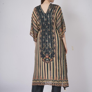 Blue Georgette Indo Western with Cutdana and Printed Embroidery 2