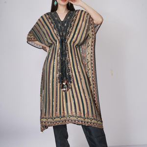 Blue Georgette Indo Western with Cutdana and Printed Embroidery 3